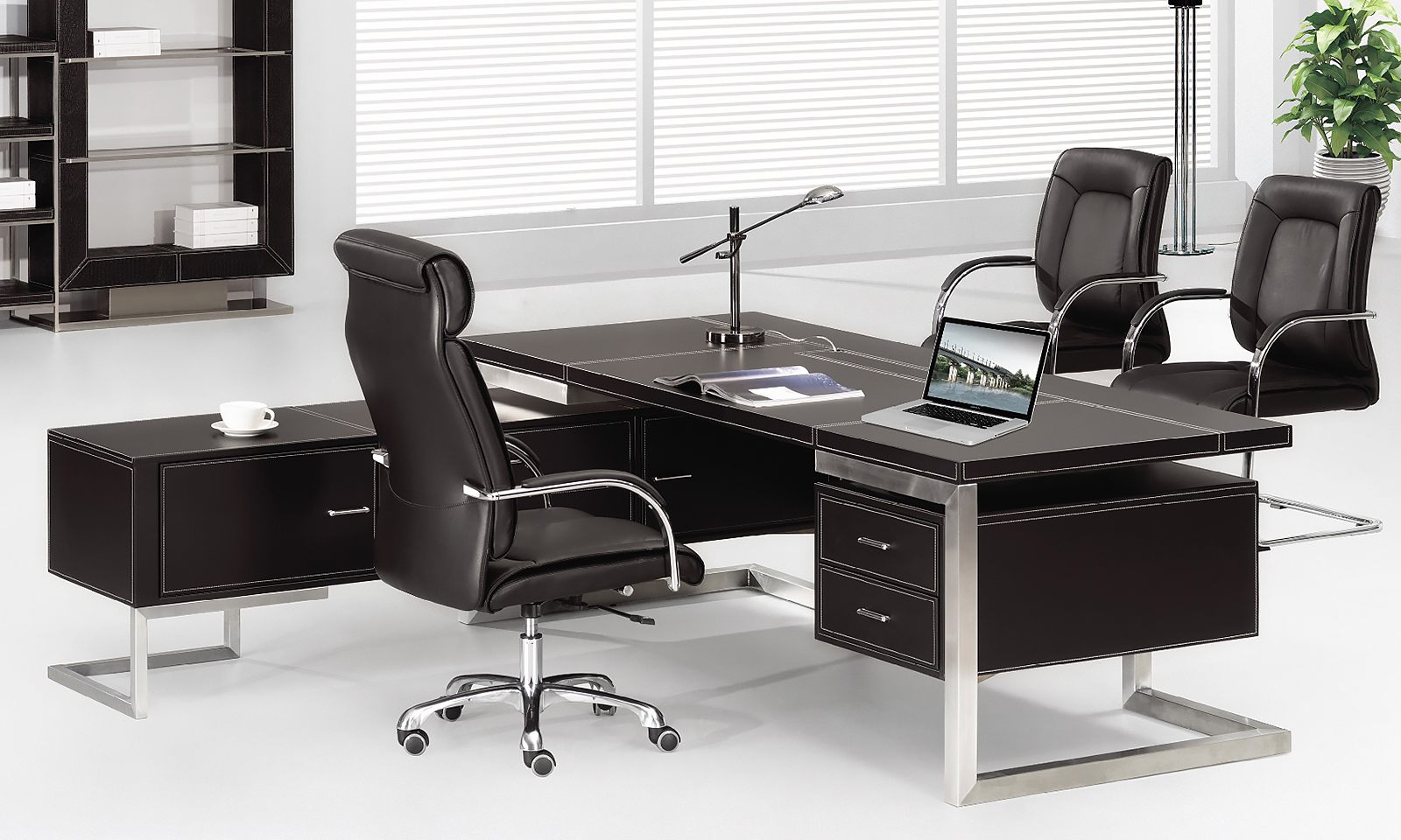 Office-Desk "Venedig", black - left