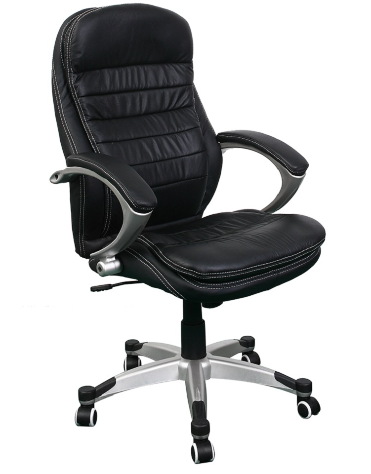 Bürostuhl Rom schwarz Chef Sessel Echtleder Schreibtischstuhl Schreibtischsessel