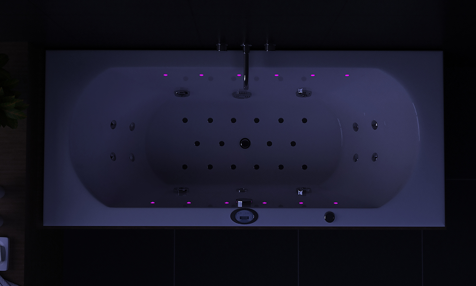 Whirlpool Badewanne Vincenca 180 x 80 cm, weiss mit LED