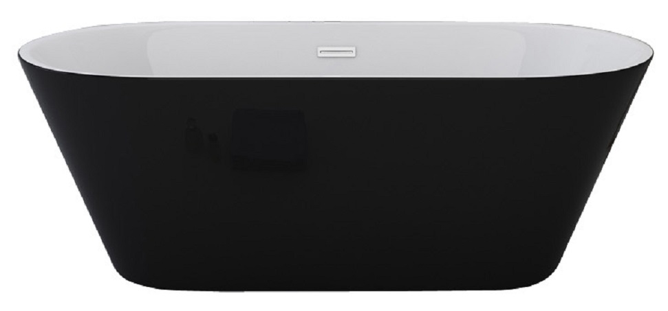 Badewanne Design LAUSANNE II schwarz Freistehend 170 x 80 cm