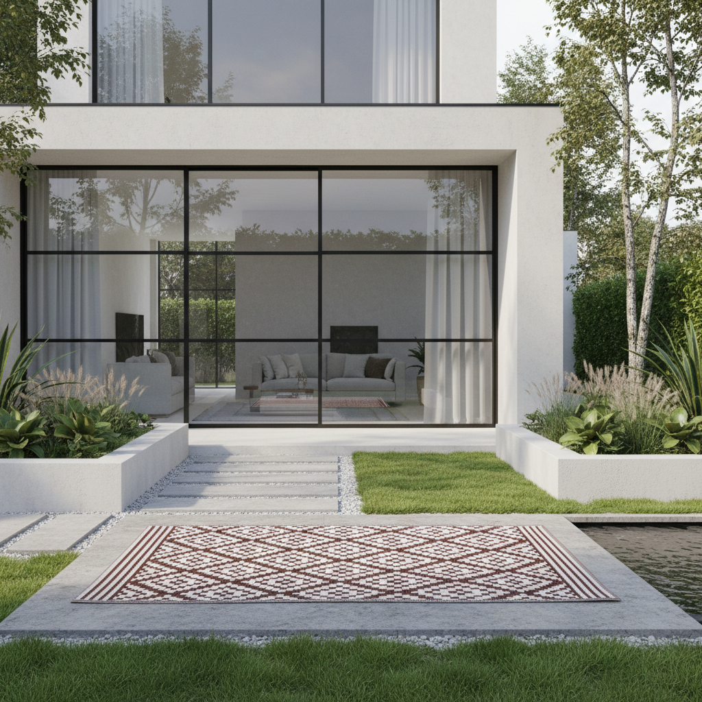 Garten Teppich Outdoor Kunststoffteppich AUSTIN  braun 90x150cm Terrasse Balkon