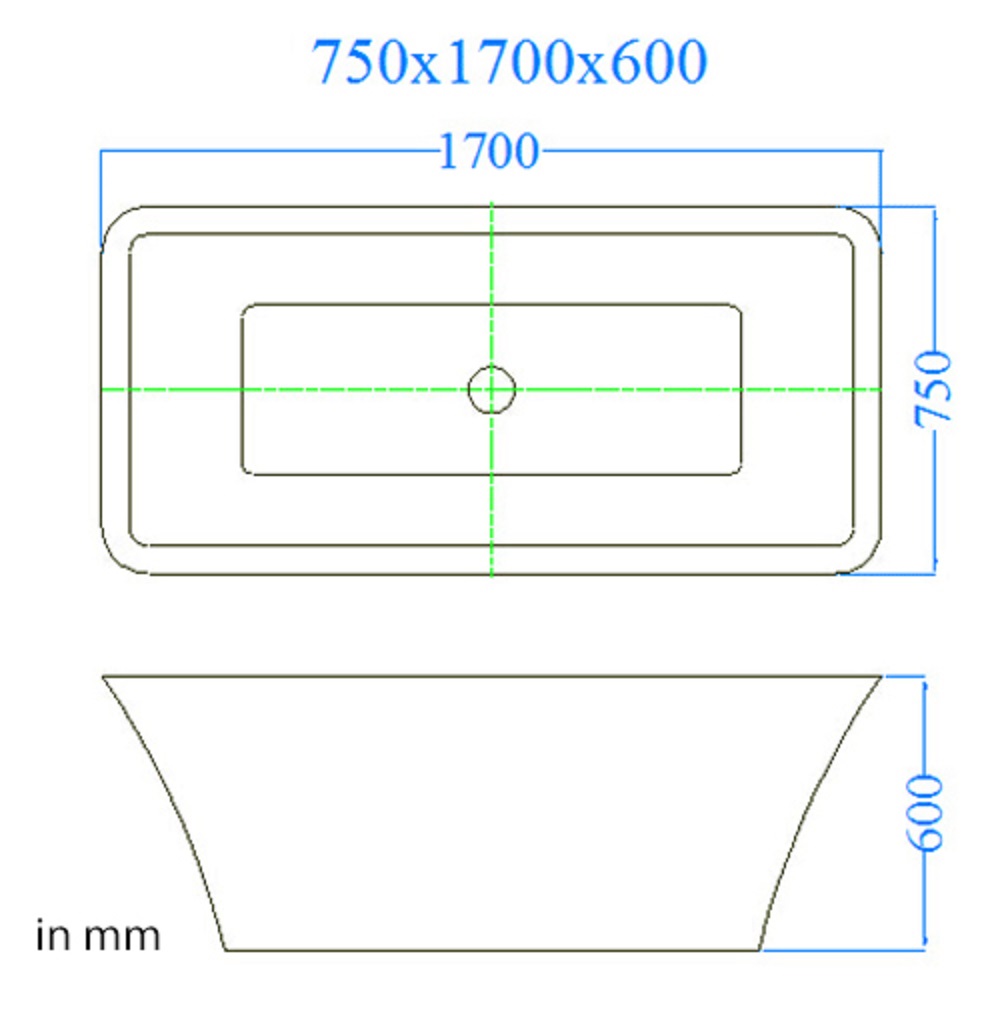 Badewanne BAAR weiss 170 x 75 cm
