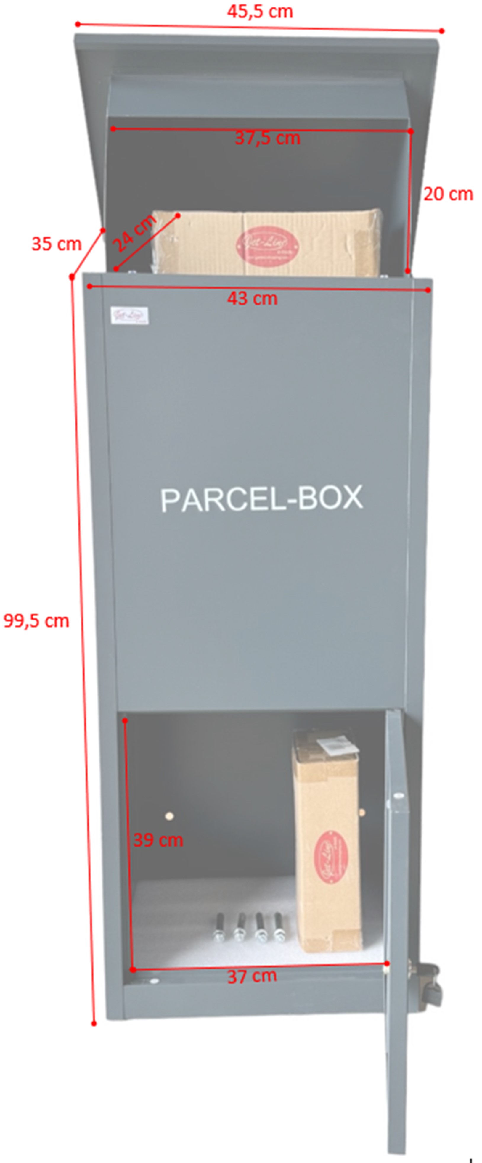 Jet-Line® | Paketbox |Paketablage Briefbox mit Paketfach Gr.XX L | Metall anthrazit 99,5x35x45,5cm