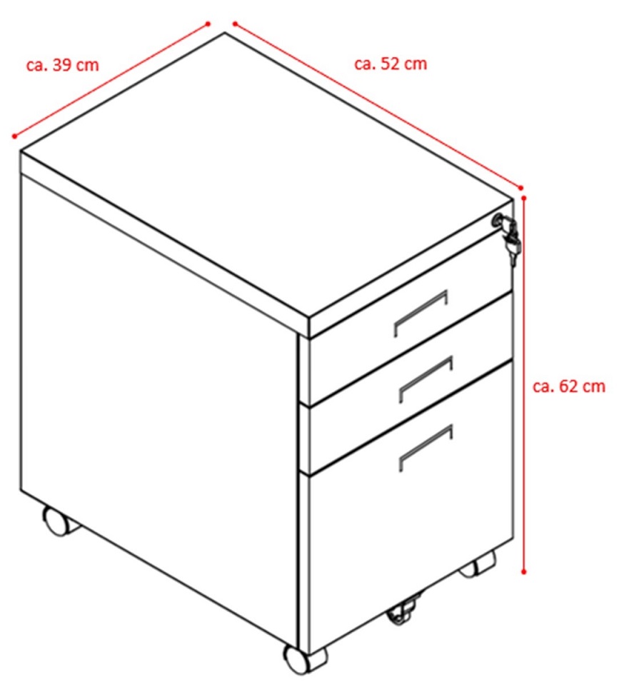 Jet Line PAUL Office Roller Container black knock down