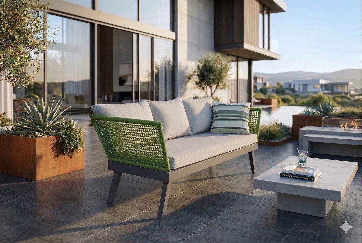 Gartenmöbel Gartensofa Outdoor Sofa Cuba 178 x 73 x 73 cm grün mit Kissen Garten Terrasse Balkon