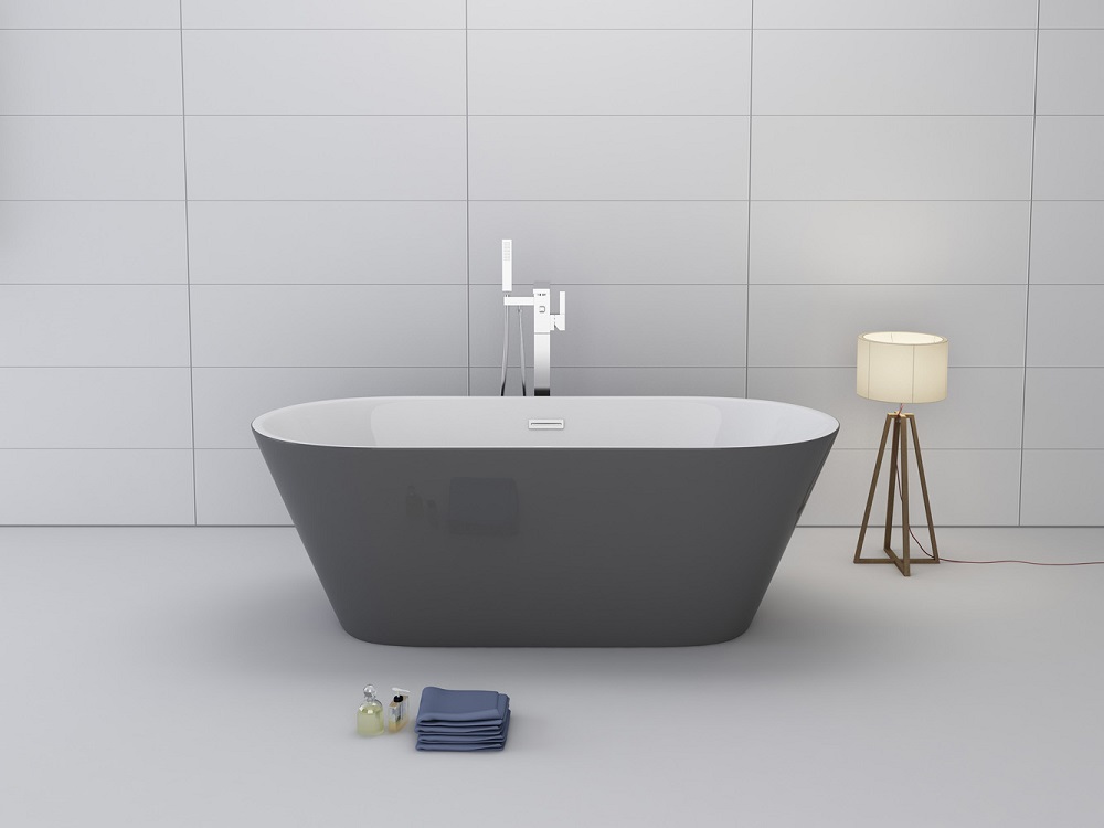 Badewanne DEHLIA grau freistehend Jet-Line 170 x 80 cm Bad Ausstattung