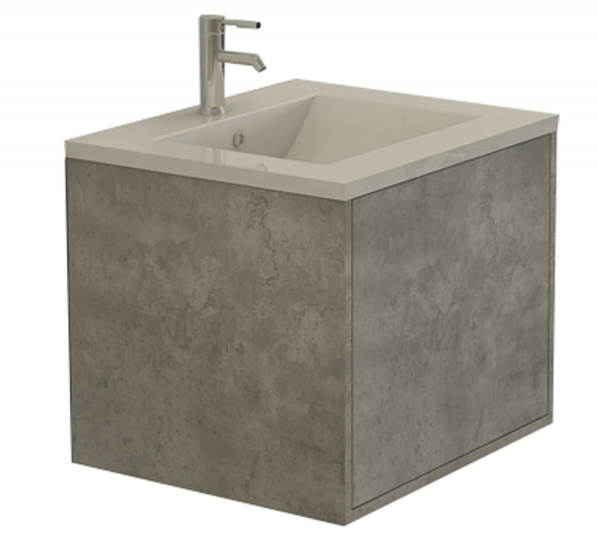 LINZ Badset Badmoebel Betonoptik 60 cm Jet-Line Waschbecken Waschtisch