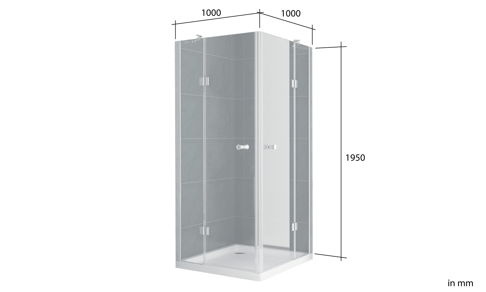 Glass shower Verona 1000 x 1000 mm