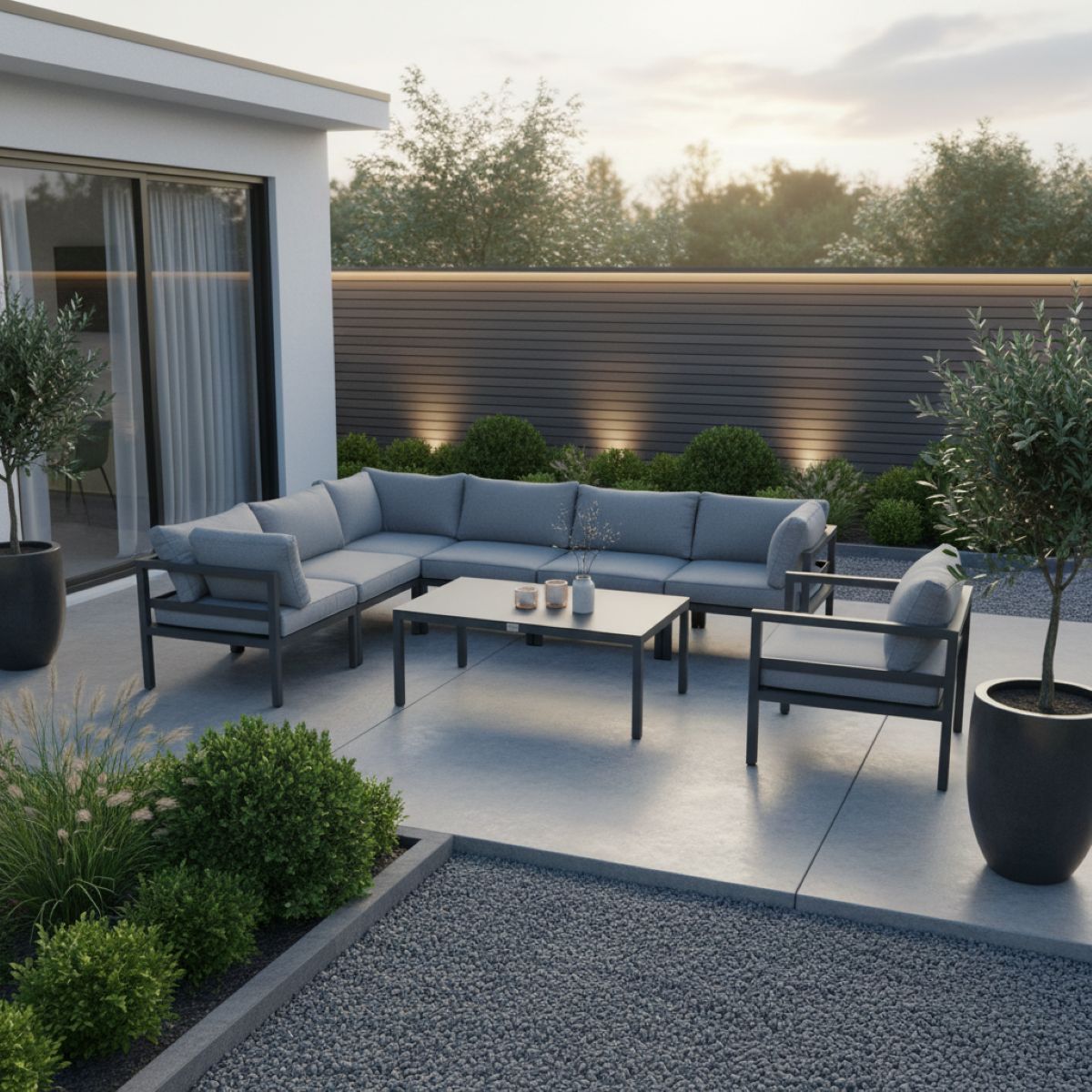 Jet-Line Gartenmöbel Ecklounge Garten  KRETA XXL anthrazit Aluminium