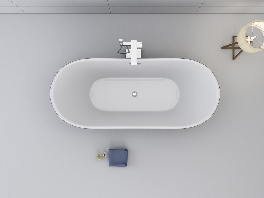 Badewanne DEHLIA grau freistehend Jet-Line 170 x 80 cm Bad Ausstattung