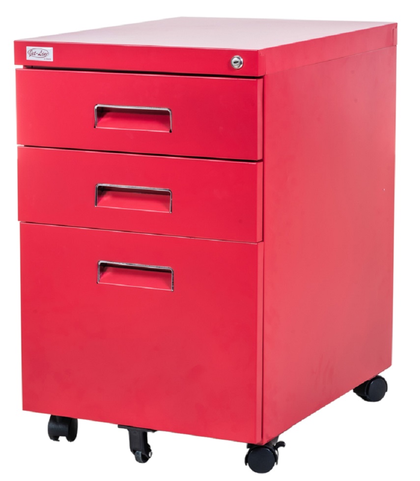 Jet Line PAUL Office Roller Container red knock down