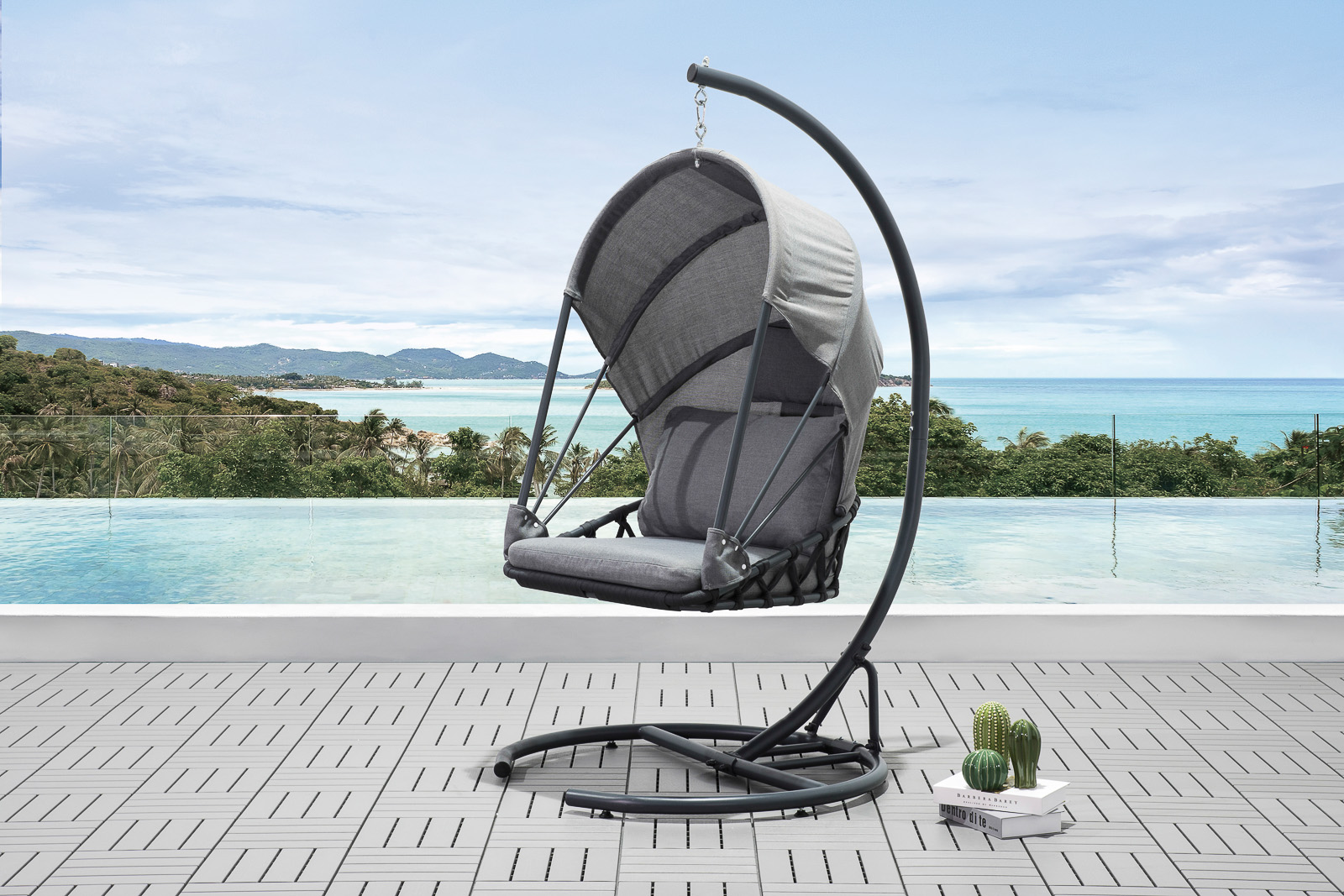 Hängesessel Saturna grau Hängestuhl Terrasse