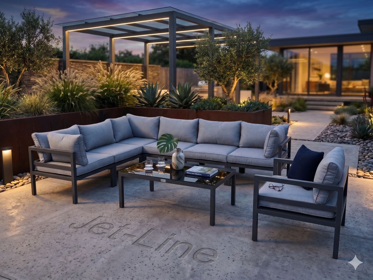 Jet-Line Gartenmöbel Ecklounge Garten  KRETA XXL anthrazit Aluminium