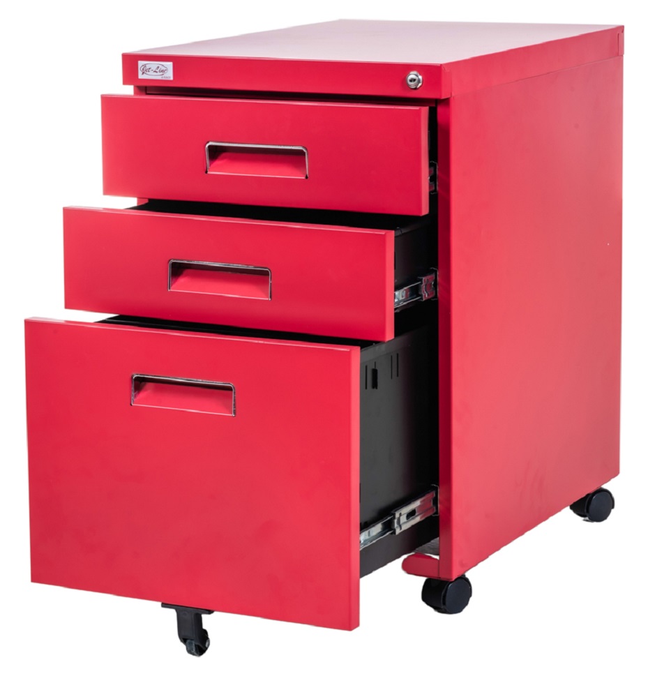 Jet Line PAUL Office Roller Container red knock down
