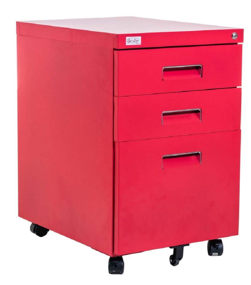 Jet Line PAUL Office Roller Container red knock down