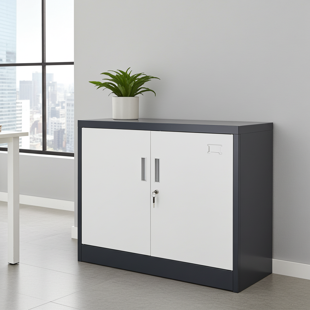 Aktenschrank SARATOW dunkelgrau weiss