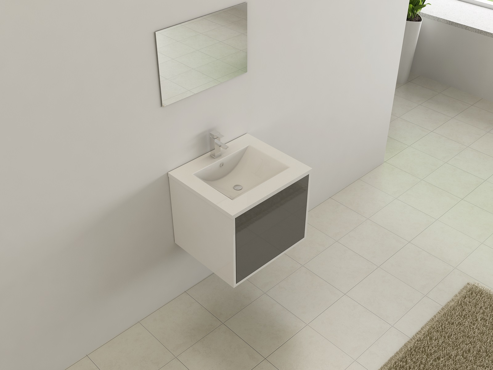 Jet-Line Bath-Set 'Linz' grey, high-gloss, new