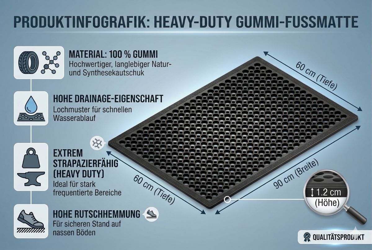 Fußmatte MONA 60x90x1,2 cm schwarz