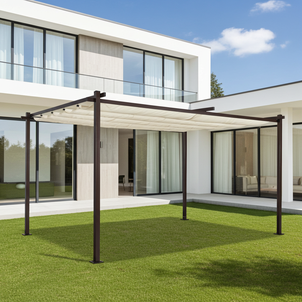 Pavillon Gartenpavillon 3x4m beige-anthrazit Luxor Light UV-Schutz wasserabweisende Überdachung