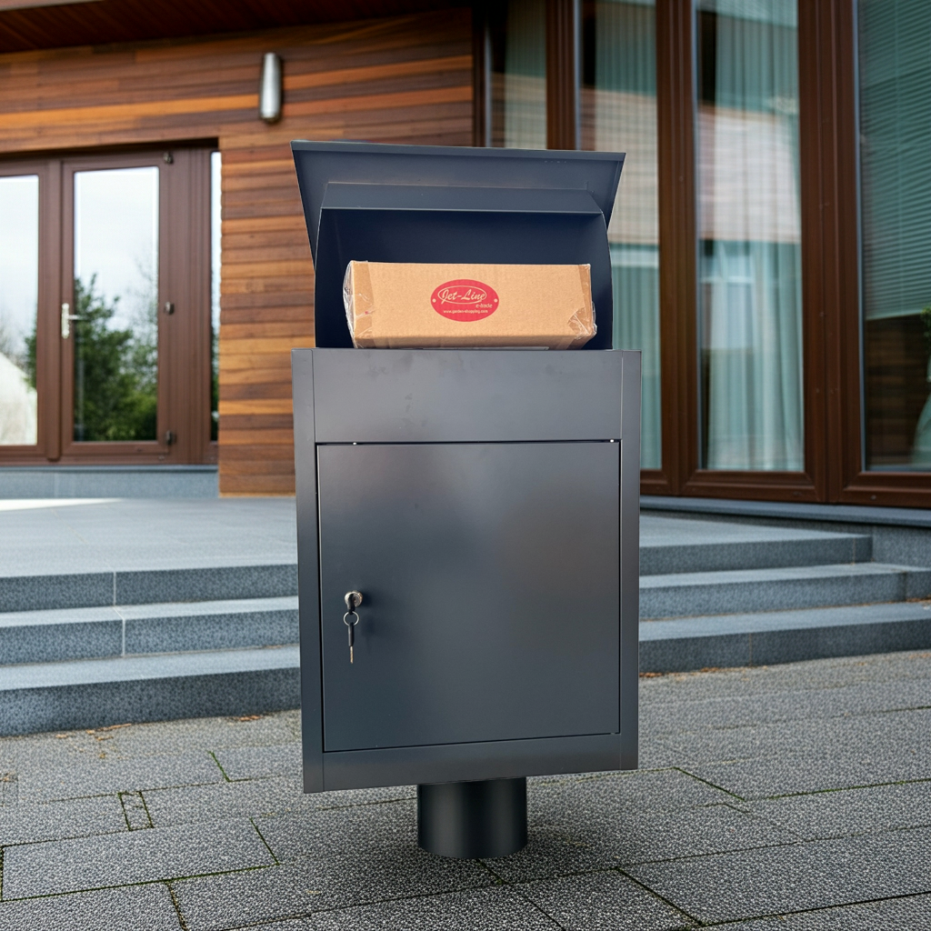 Jet-Line® | Paketbox |Paketablage Briefbox  mit Paketfach Gr. L | Metall anthrazit 55x35x45,5cm