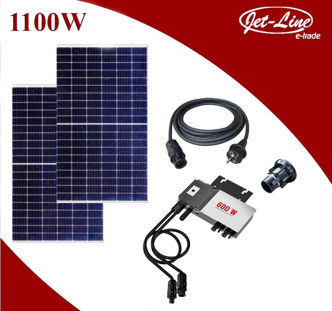 Balkonkraftwerk Solaranlage 1100 W mit Wechselrichter 800/600 W drosselbar