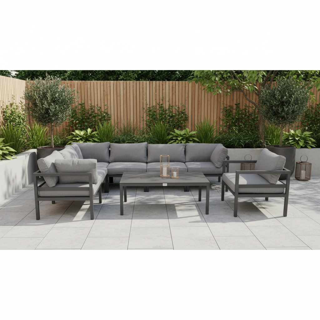 Jet-Line Gartenmöbel Ecklounge XXL Garten  KRETA hellgrau Aluminium