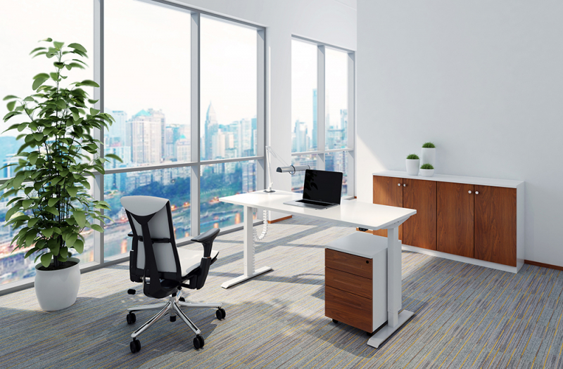 Height-adjustable desk (base + tabletop), white