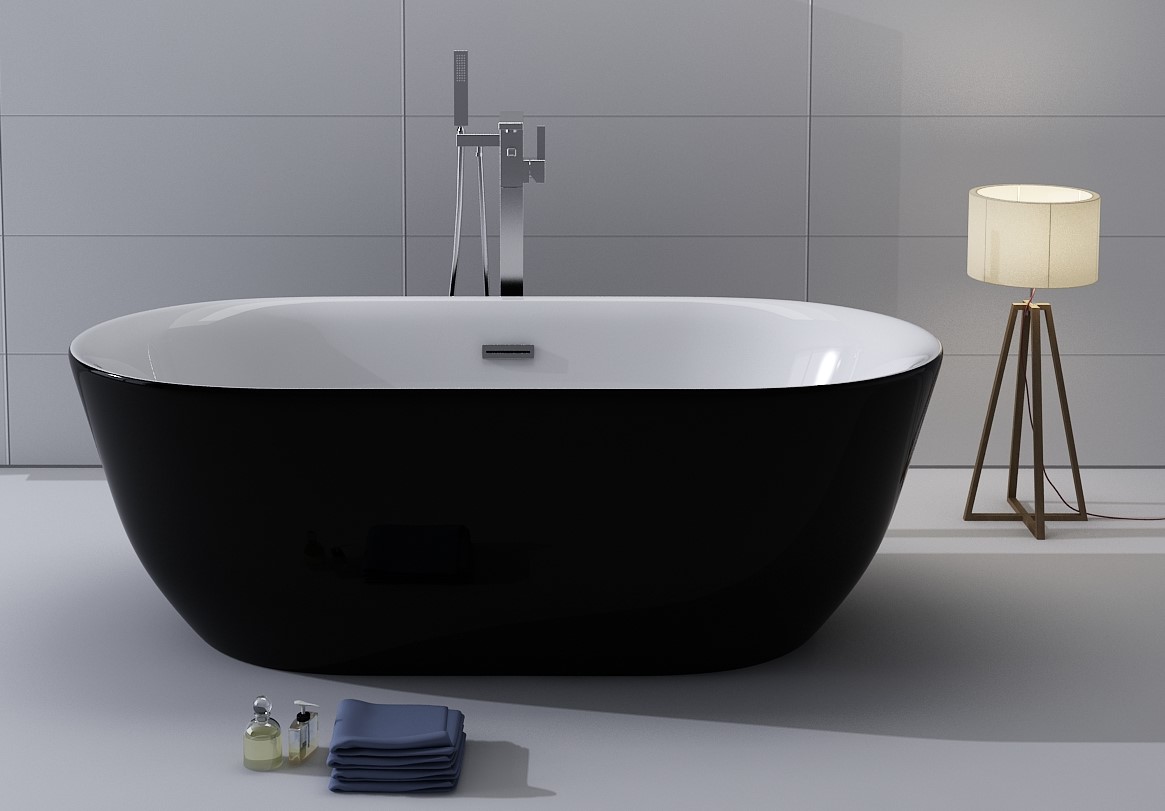 Whirlpool Badewanne MAGGIORE II schwarz 170 x 80 cm