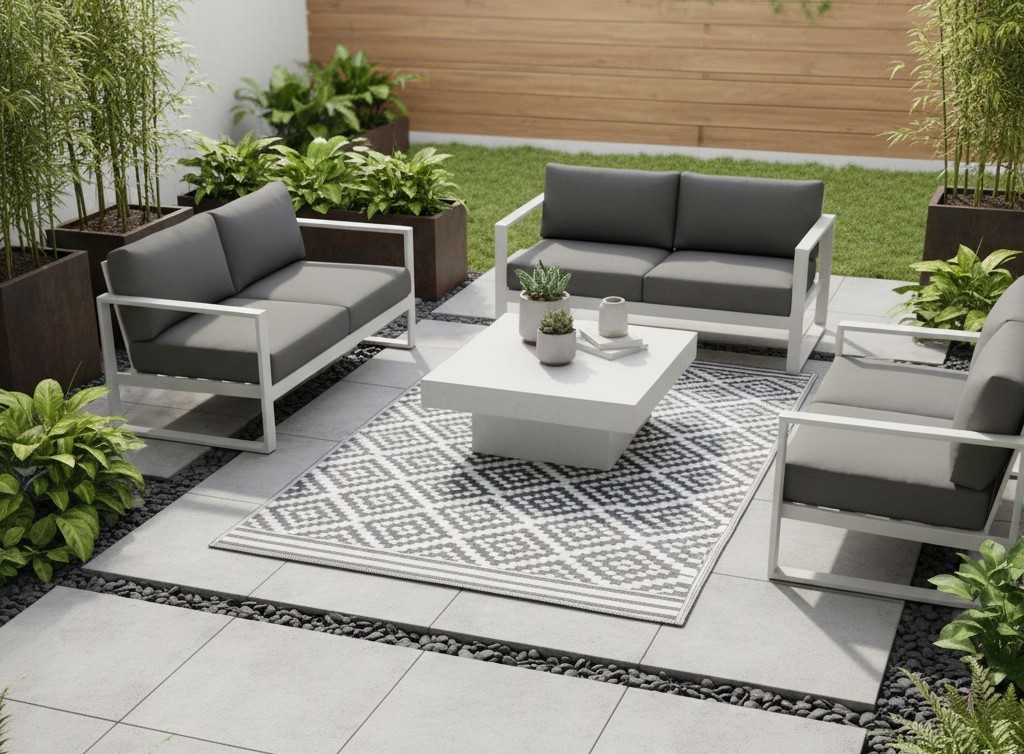 Garten Kunststoffteppich Austin grau 90x150 cm