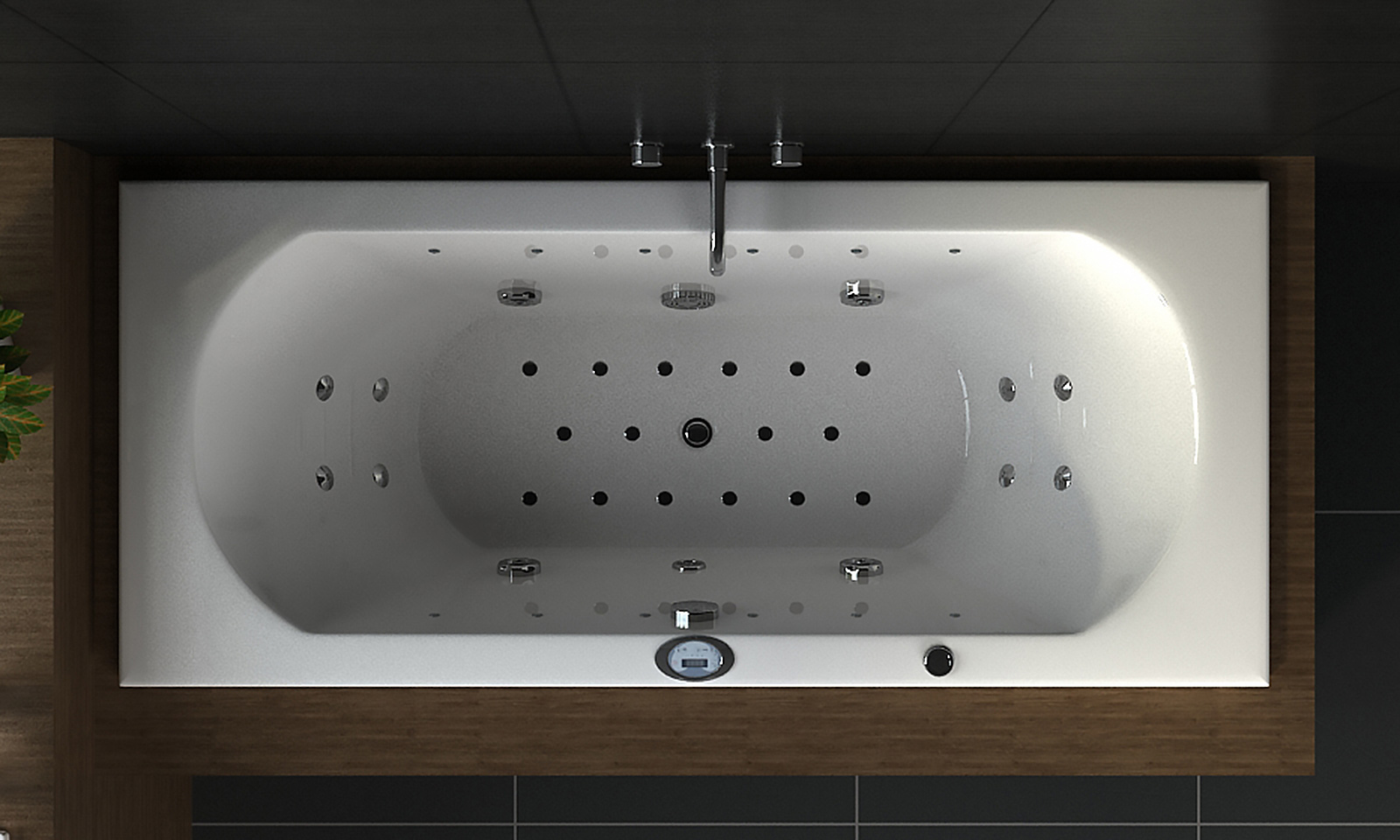 Whirlpool Badewanne Vincenca 180 x 80 cm, weiss mit LED