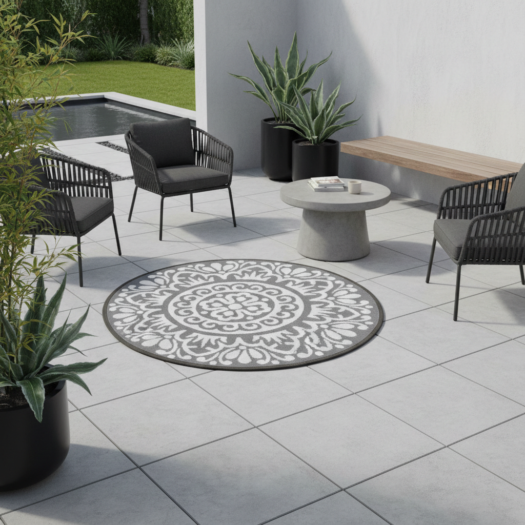 Garten Outdoor Teppich Rondo dunkelgrau rund 120 cm von Jet-Line