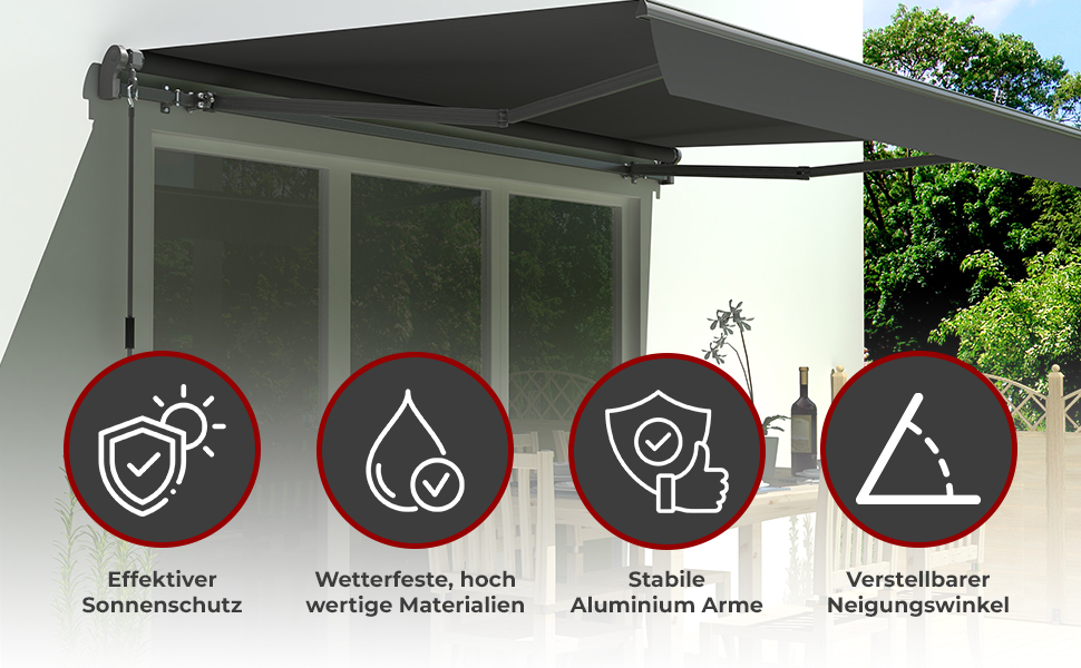 Markise Sunshine anthrazit-anthrazit 3,95x2,5 m Beschattung Jet-Line Balkon