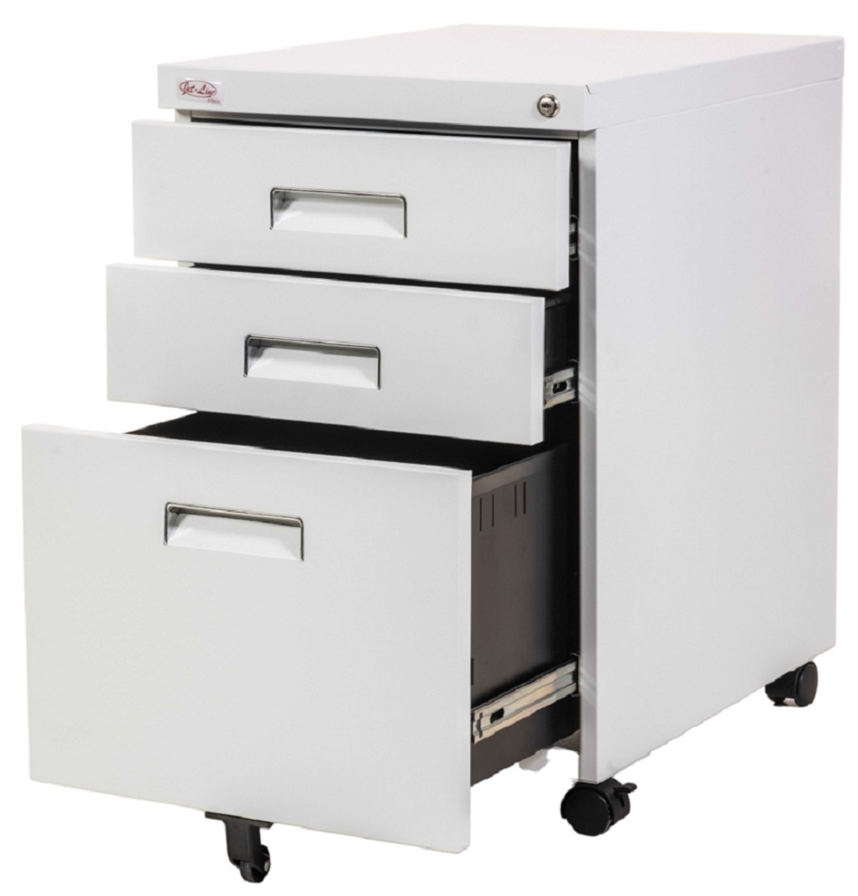Büro Rollcontainer 3 Schubladen mit Hängeregistratur abschliessbar PAUL weiss Rollschrank