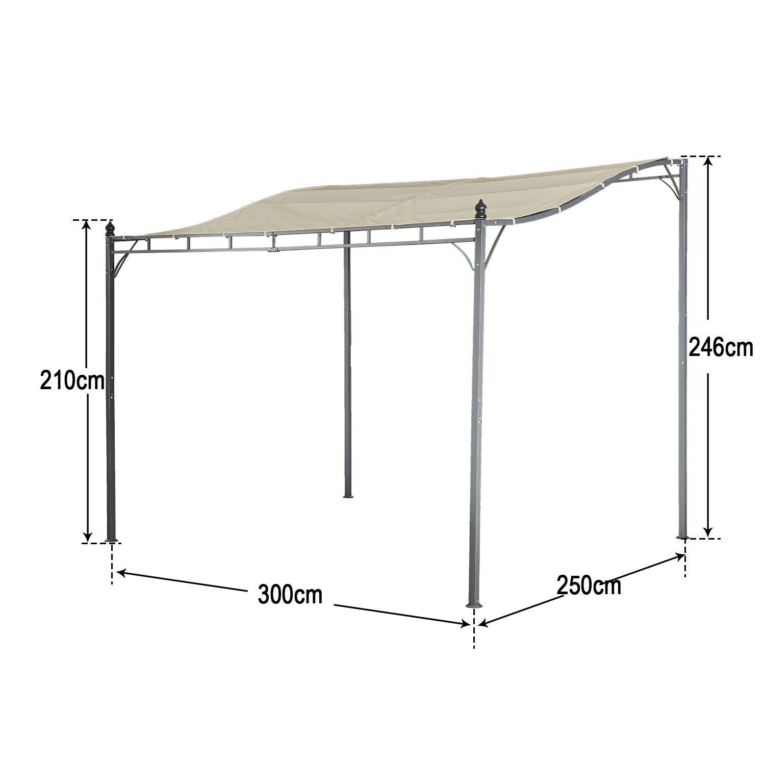 Pavillion Lagos beige 3x2.5 m Anbaupavillon Pergola Sonnenschutz