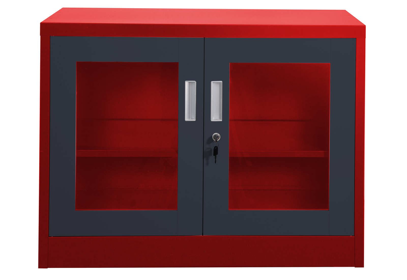 Steel Office-Cabinet "Ufa", red/dark-gray