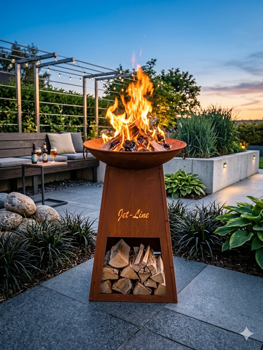 Feuerschale Bahrain in Rostoptik112 x  62 cm Garten Grill Outdoor Feuerstelle Feuerkorb