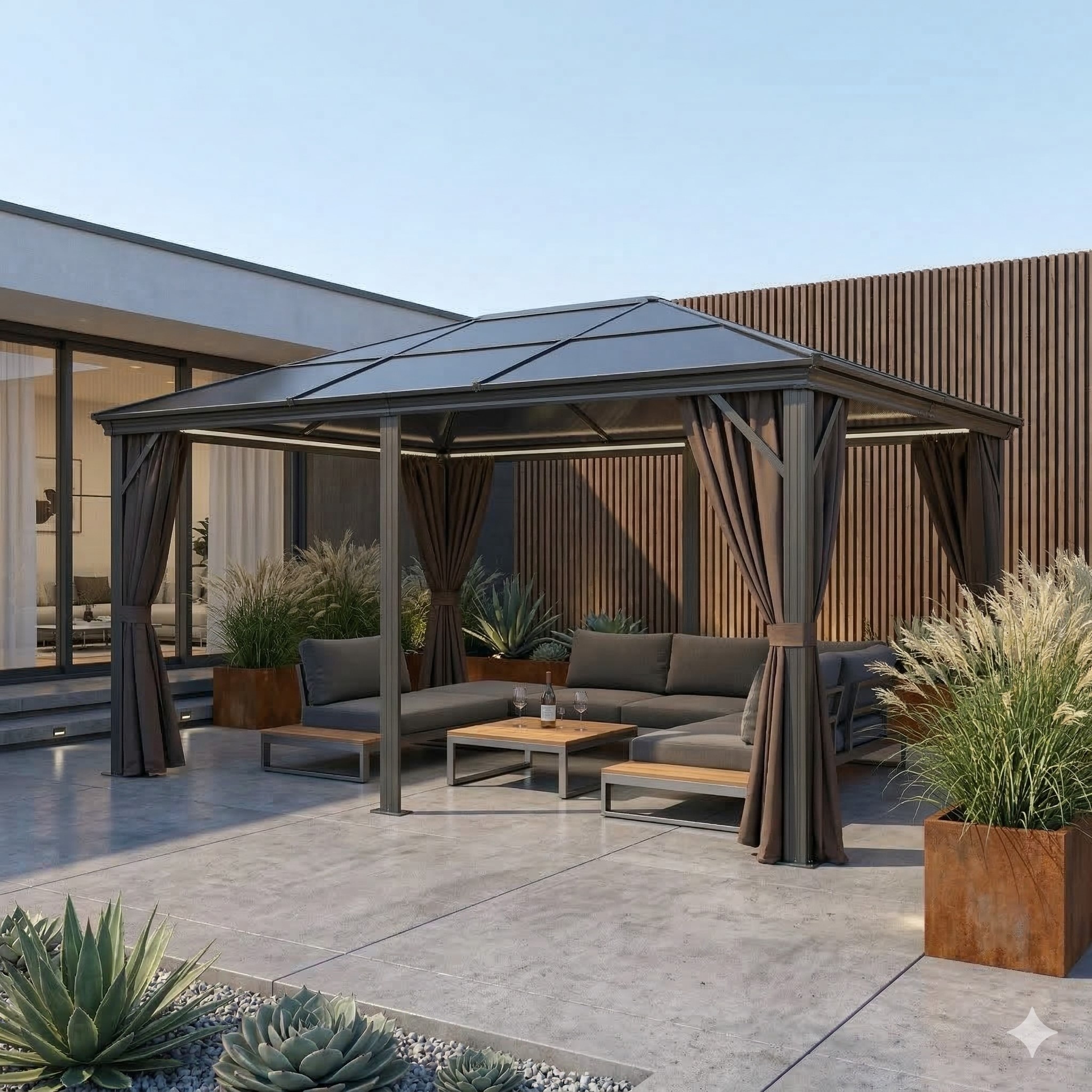 Pavillon Gartenpavillon 3,6x4,8m  Tamuros anthrazit Aluminium UV-Schutz