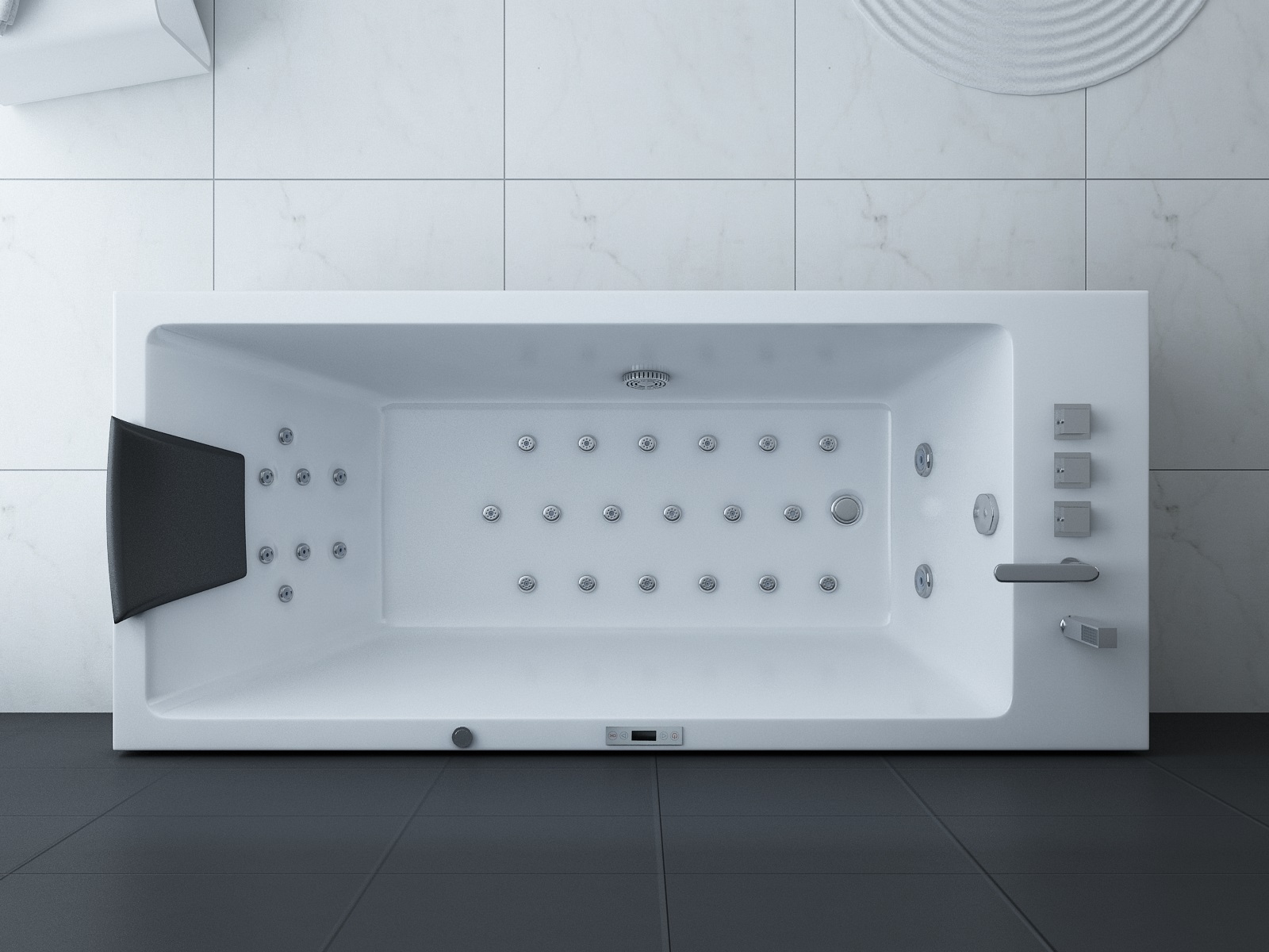VILLA ANTONELLI weiss Whirlwanne 180 x 80 cm rechteckig mit LED