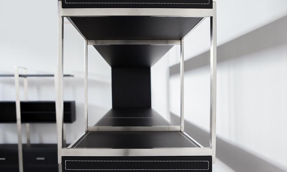 Jet-Line Büromöbel Aktenschrank Pavia Lederoptik Edelstahl Büro Schrank