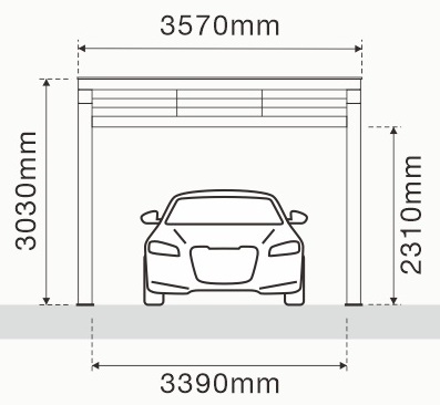 Solar Carport Aluminium Rahmen ohne Module 3570 x 5280 mm