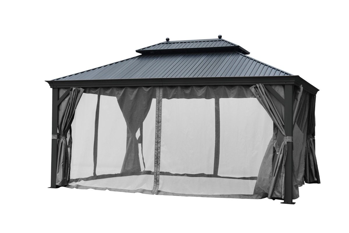 Alu Garten Pavillon DAMASKUS 3x3,65 m mit festem Aludach Pergola