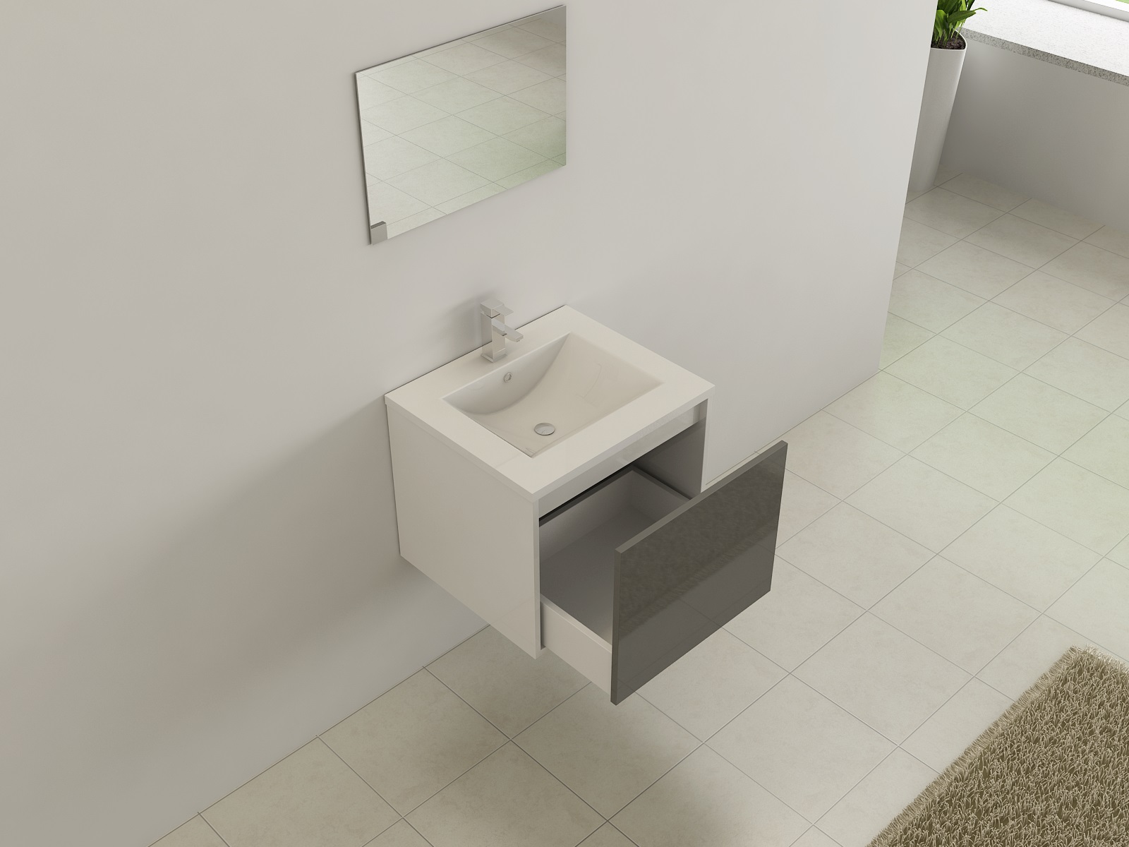 Jet-Line Bath-Set 'Linz' grey, high-gloss, new