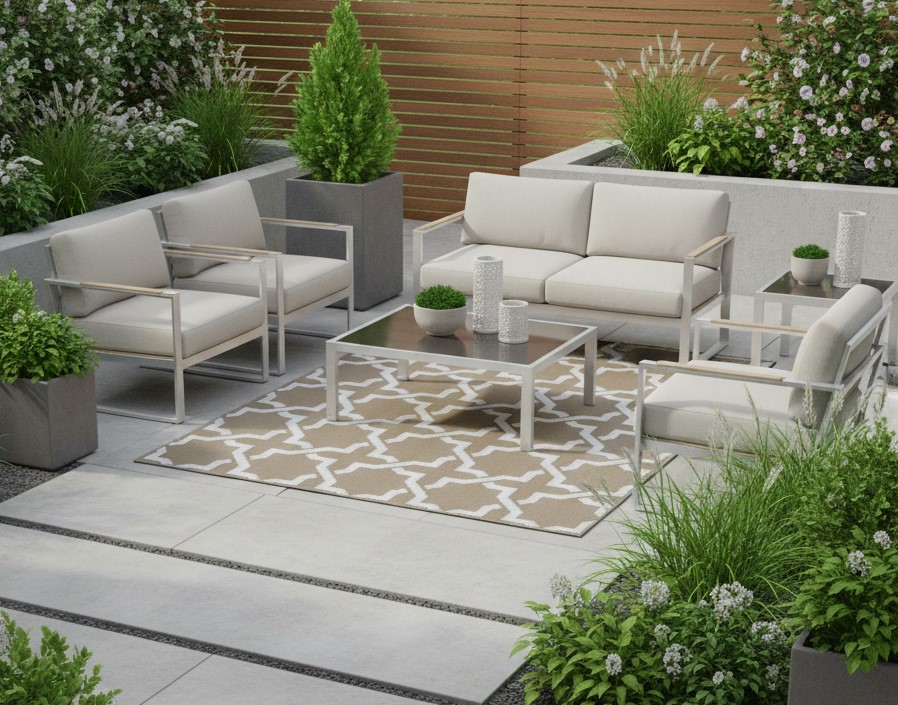 Gartenteppich Kunststoffteppich Modern braun 120x180 cm