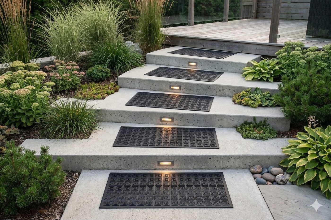 Stufenmatten AMALIA 5er-Set Außenbereiche Treppenmatten Antirutschmatte 25x107 cm