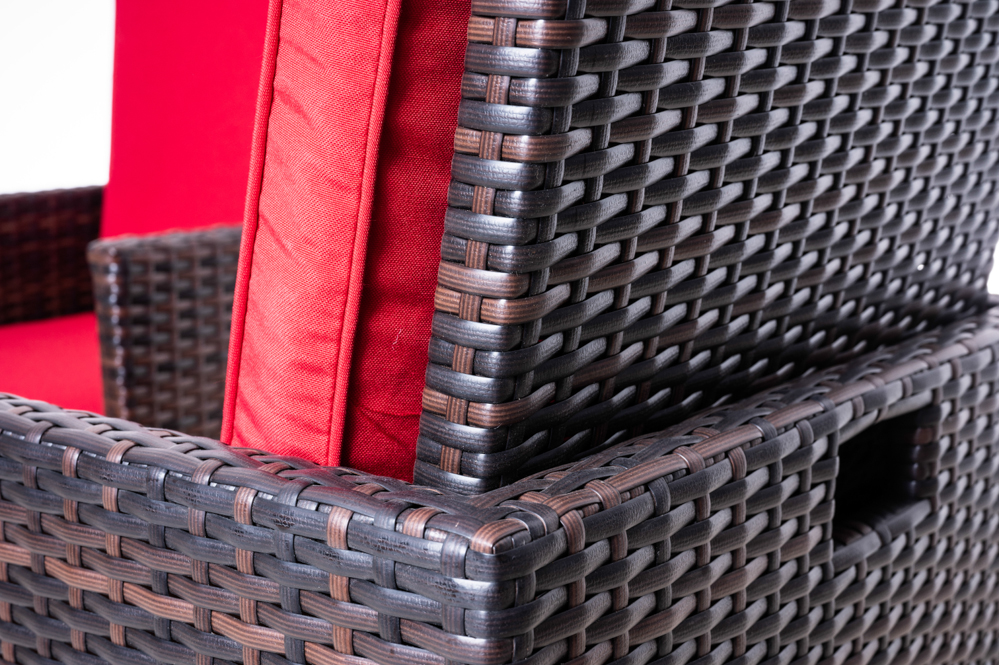 2er-Set Stühle Bali in braun / rot hochwertig Rattan Aluminium