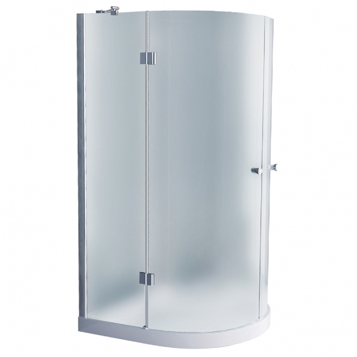 Glasdusche RAVENNA 100 x 100 x 195 cm Milchglas Radius 47.9 cm