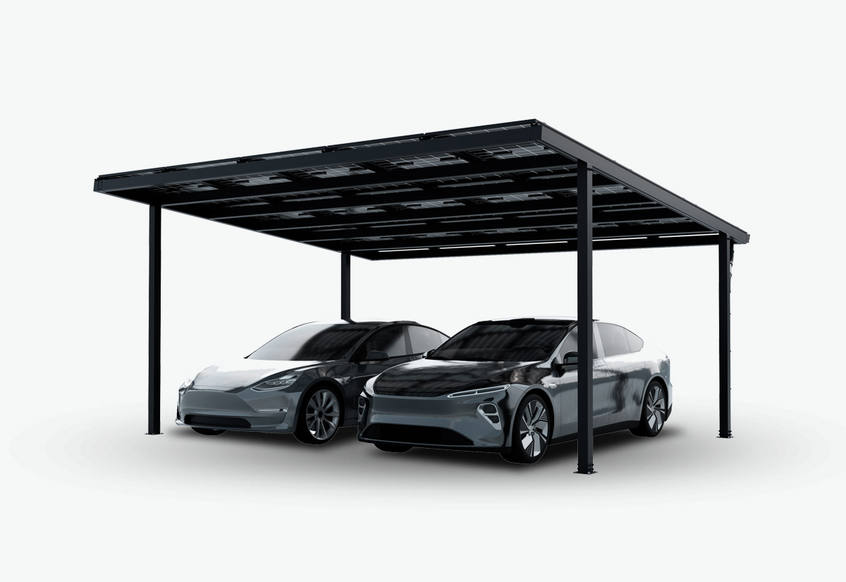 Solar Carport Doppelcarport Aluminium Rahmen ohne Module für zwei Fahrzeuge