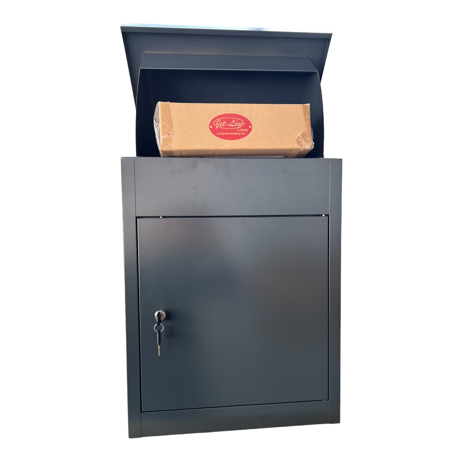 Jet-Line® | Paketbox |Paketablage Briefbox  mit Paketfach Gr. L | Metall anthrazit 55x35x45,5cm