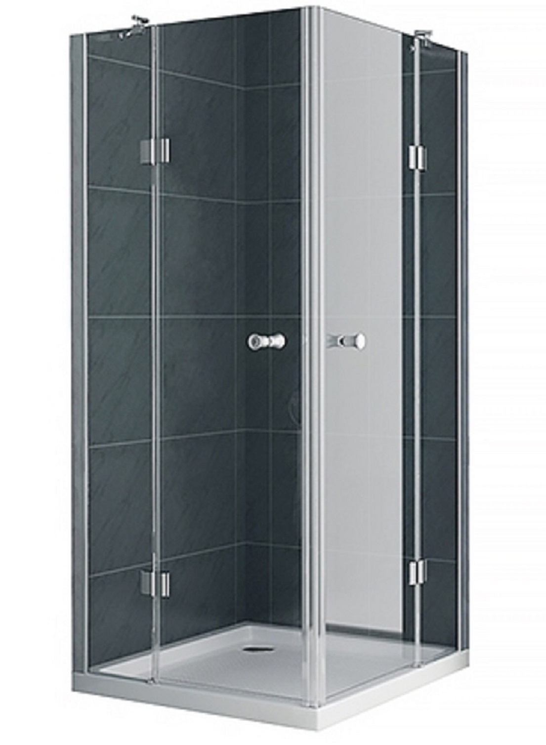 Glasdusche NEAPEL Klarglas 80 x 80 x 195 cm  Radius 47,9 cm