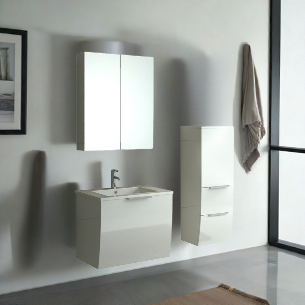Jet-Line Badset Weiß – Modernes Badezimmermöbel-Set mit Spiegelschrank & zusätzlichem Hängeschrank